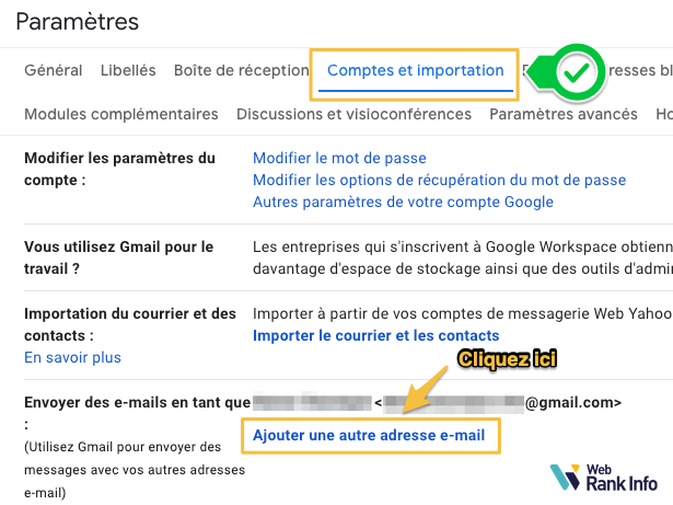 Ajout d'une adresse mail supplémentaire dans Gmail