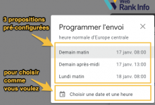 Options pour l'envoi programmé de mail Gmail