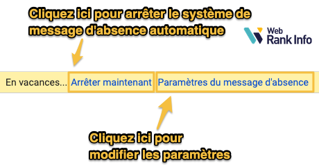 Options message d'absence Gmail