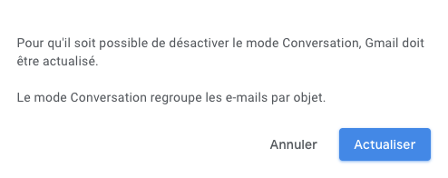 désactiver le mode Conversation (Gmail)
