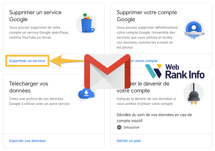 Supprimer un service Google