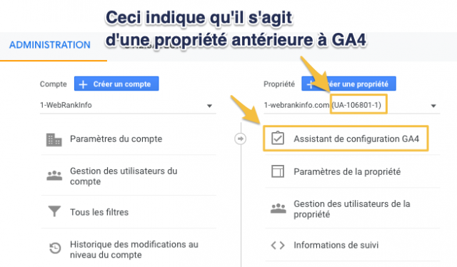 Propriété Google Analytics GA3