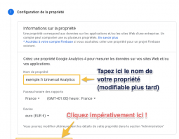 Création d'une propriété Universal Analytics
