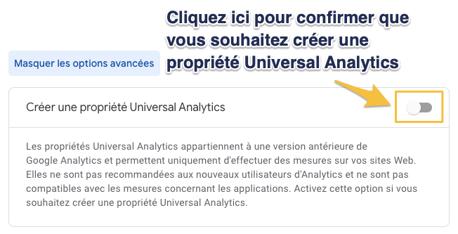 Création d'une propriété Universal Analytics