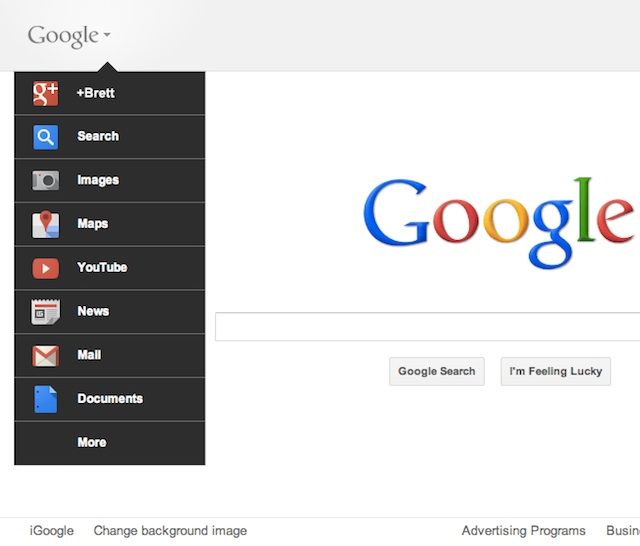 Menu déroulant Google