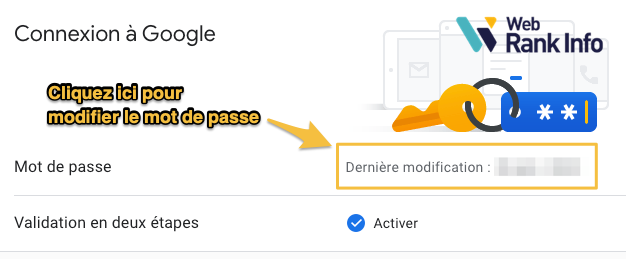 changer le mot de passe Google