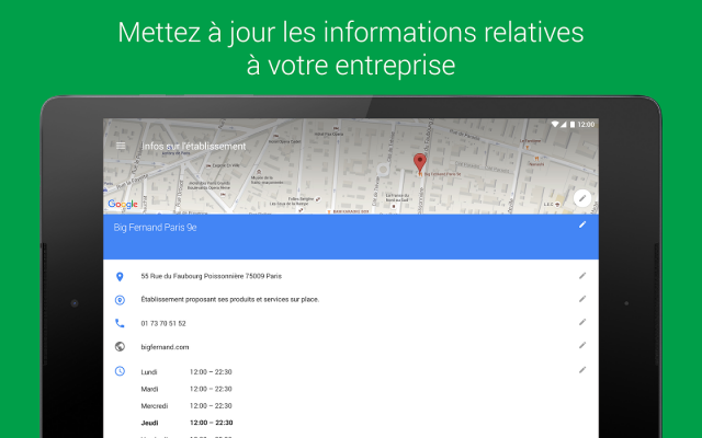 Updating information in Google My Business (app)