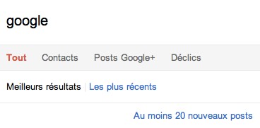 Google Plus : recherche temps réel