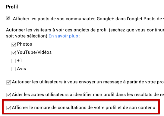Désactiver nb consultations Google+