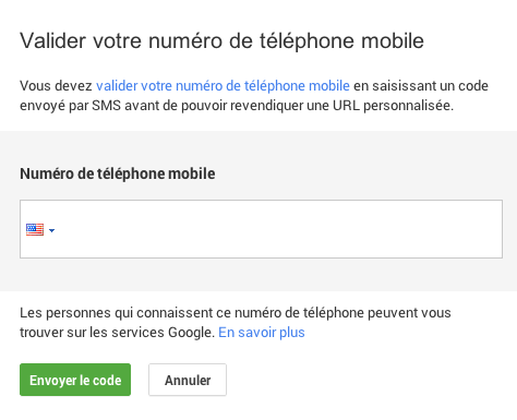 URL personnalisee : numéro téléphone mobile