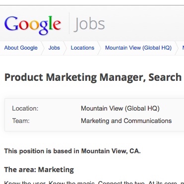 Offre d'emploi Google Search