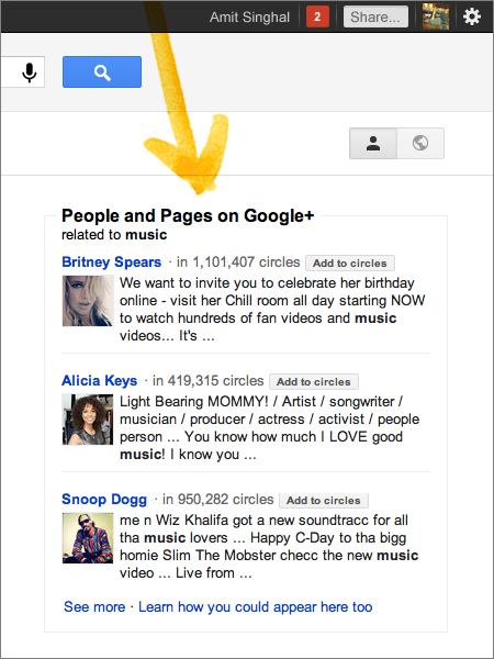 Mise en avant de profils Google+ ou pages Google+ populaires