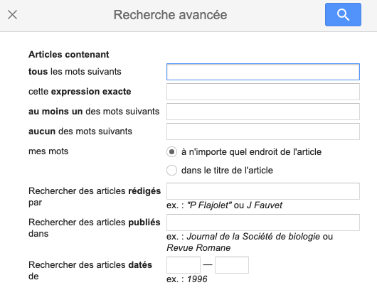 recherche avancée Google Scholar