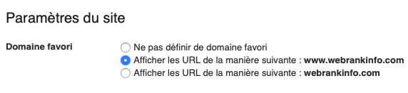 Domaine favori Google Search Console