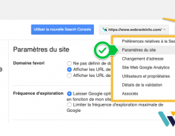 Paramètres de site dans google-search-console