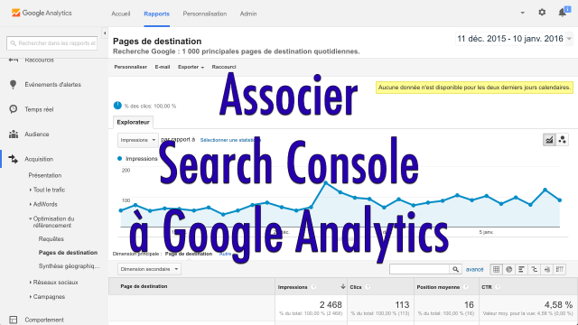 Association Google Analytics et Search Console