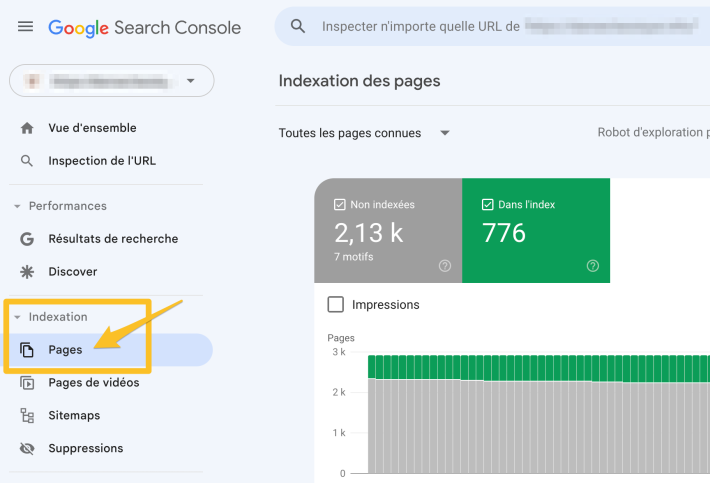 Rapport sur les pages dans l'indexation search console