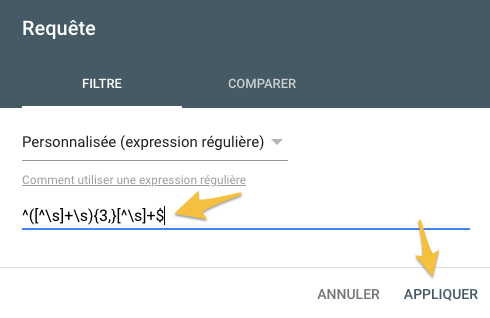 saisie de la regex