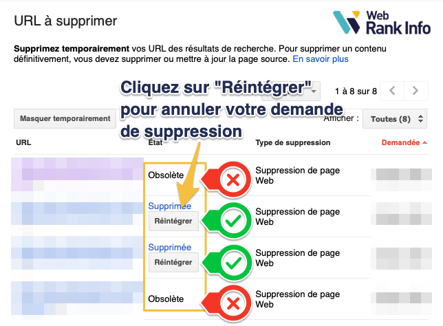 Réintégrer page supprimée