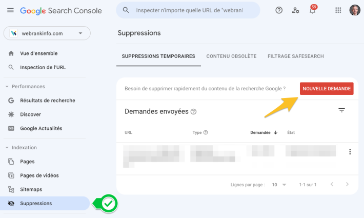 faire une demande de suppression de page à Google