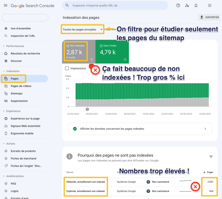 trop de pages non indexées par Google