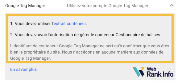 Valider propriété GSC Google Tag Manager