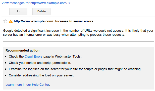 GWT : alertes erreurs par page GWT : alertes erreurs par page