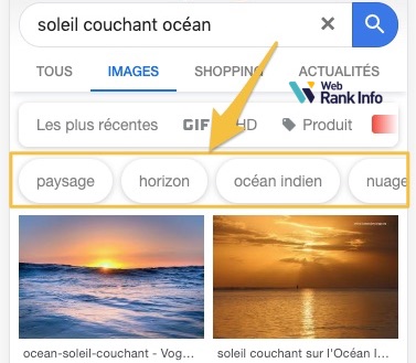 Tags dans Google Images