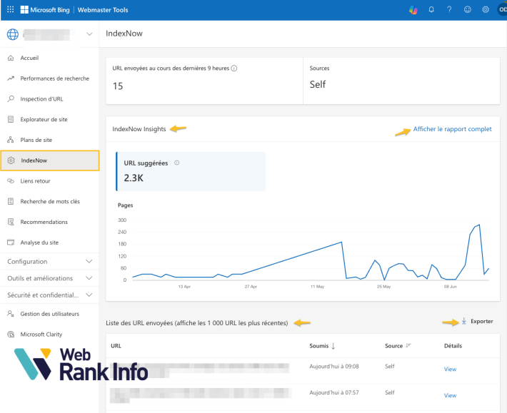 IndexNow dans Bing Webmaster Tools