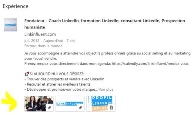 Medias dans le résumé du profil LinkedIn