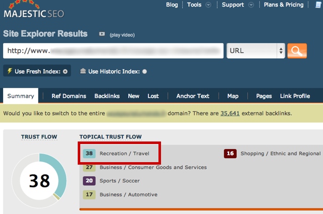 MajesticSEO Topical Trust Flow