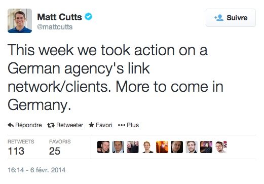 Matt Cutts pénalité agence Allemagne