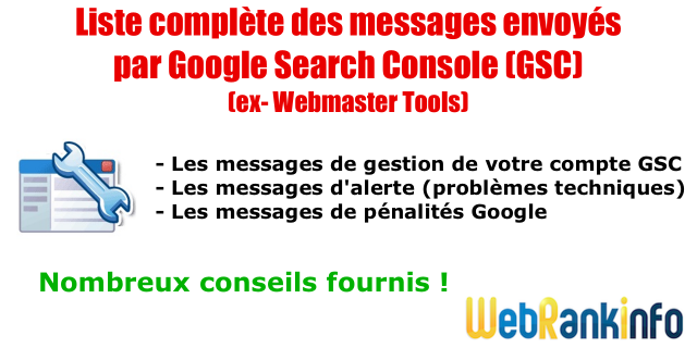 Messages GSC pénalités Google