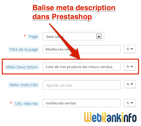 Meta description Prestashop