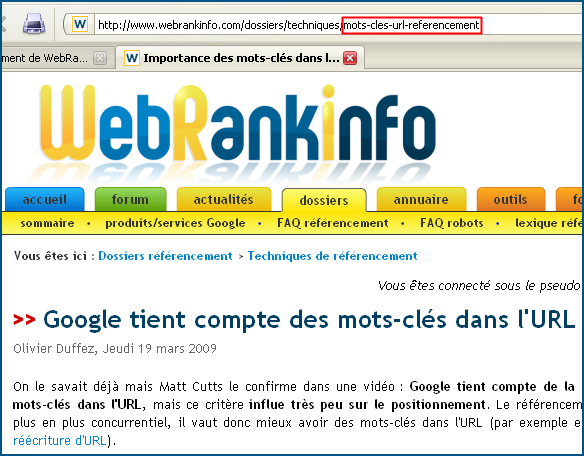 mots-cles dans URL et referencement