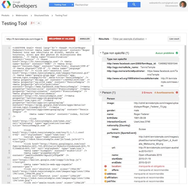 Outil test données structurées