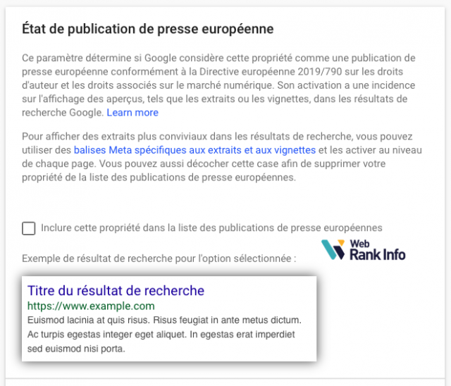 Publication presse européenne désactivée