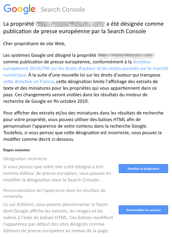 publication presse européenne mail Google