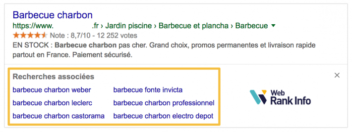 Recherches associées par résultat Google