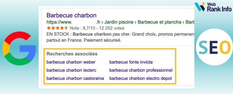 Recherches associées Google par résultat (desktop)