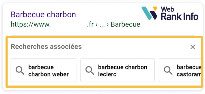 Recherches associées Google par résultat (mobile)