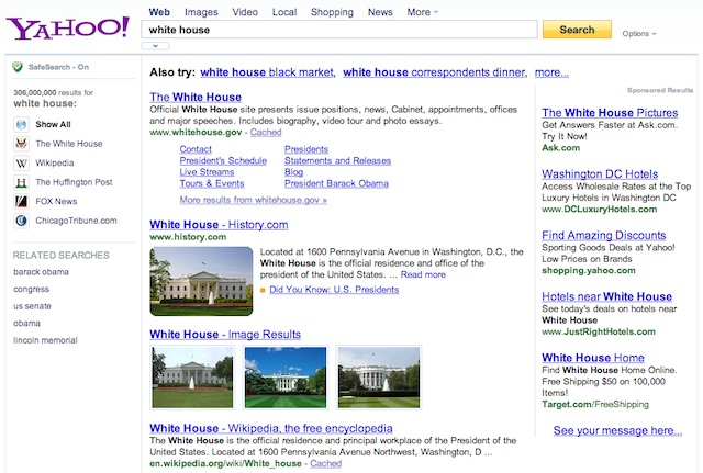 Exemple de requête Knowledge Graph absent sur Yahoo