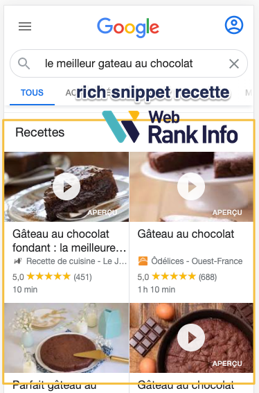 Rich snippet recette (sur mobile)