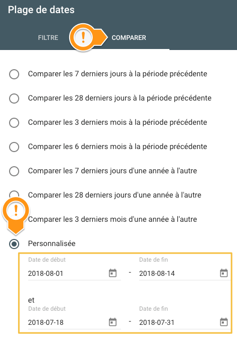 Comparaison de dates dans Search Console