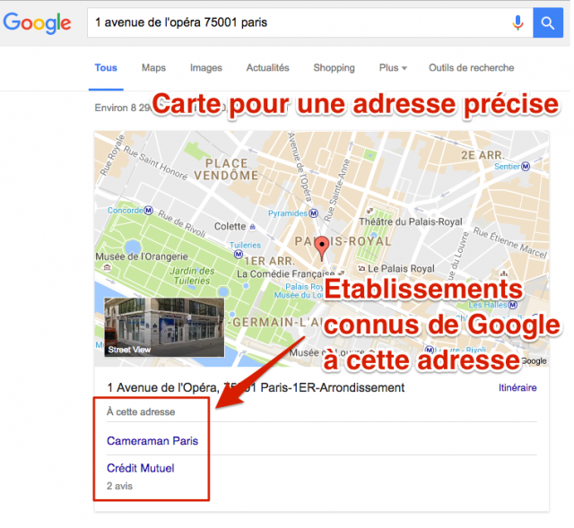 Carte Google pour adresse