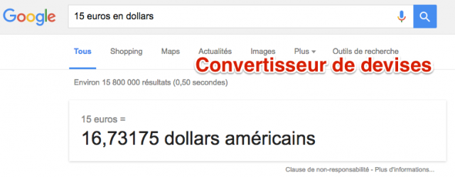 Convertisseur devises Google