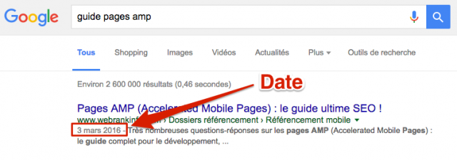 Date dans les SERP