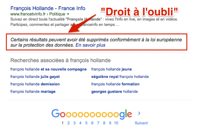 Droit à l'oubli Google