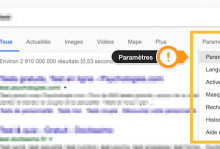 SERP Google paramètres recherche
