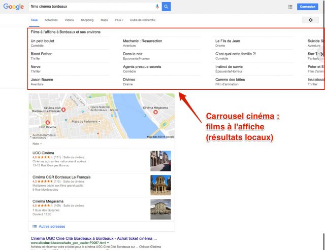 Films à l'affiche (dans Google)
